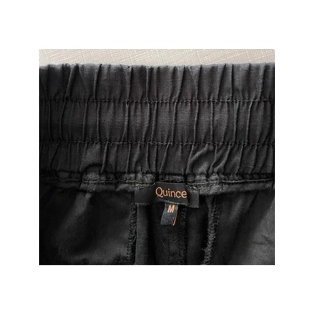 Quince Sz M Wide Leg Linen Pants Black Elastic Breezy Vacation Travel Relaxed - Picture 15 of 16